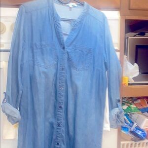 Blue Denim Button-Up Shirt Almost Famous Shirt Size Large